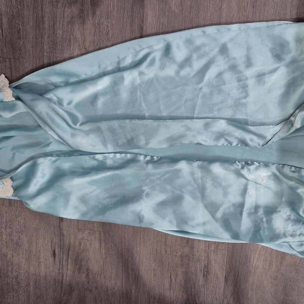 Elegant Blue Women's Satin Robe